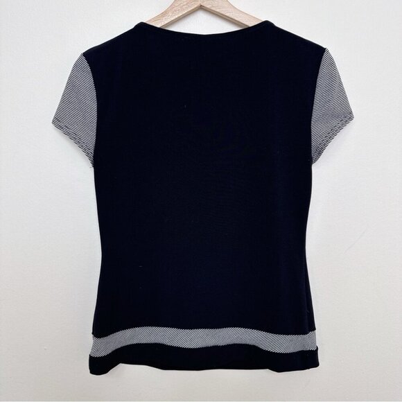 Joseph Ribkoff Womens 8 Button Neck Short Sleeve Stretch Tshirt In Black Color - Picture 11 of 11